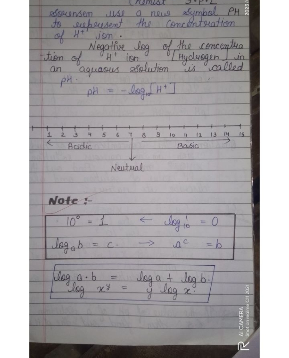 sorensen use a new symbol PH : to ep present the concentration of H+jo