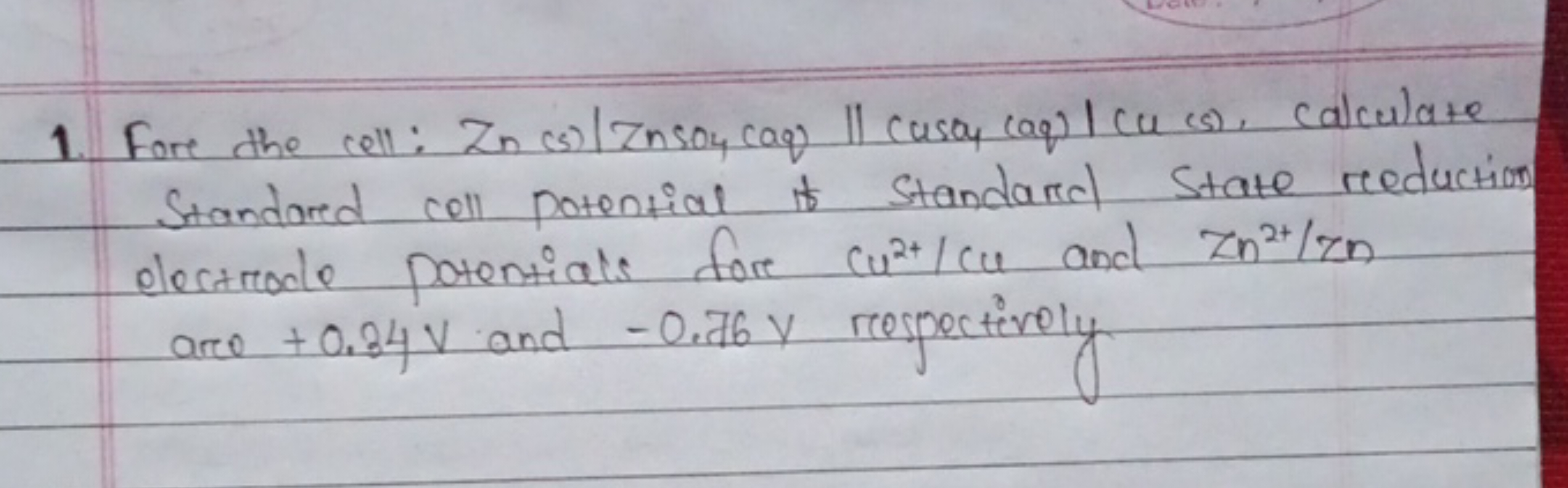 Standared coll potential it standarel State reduction electrode potent