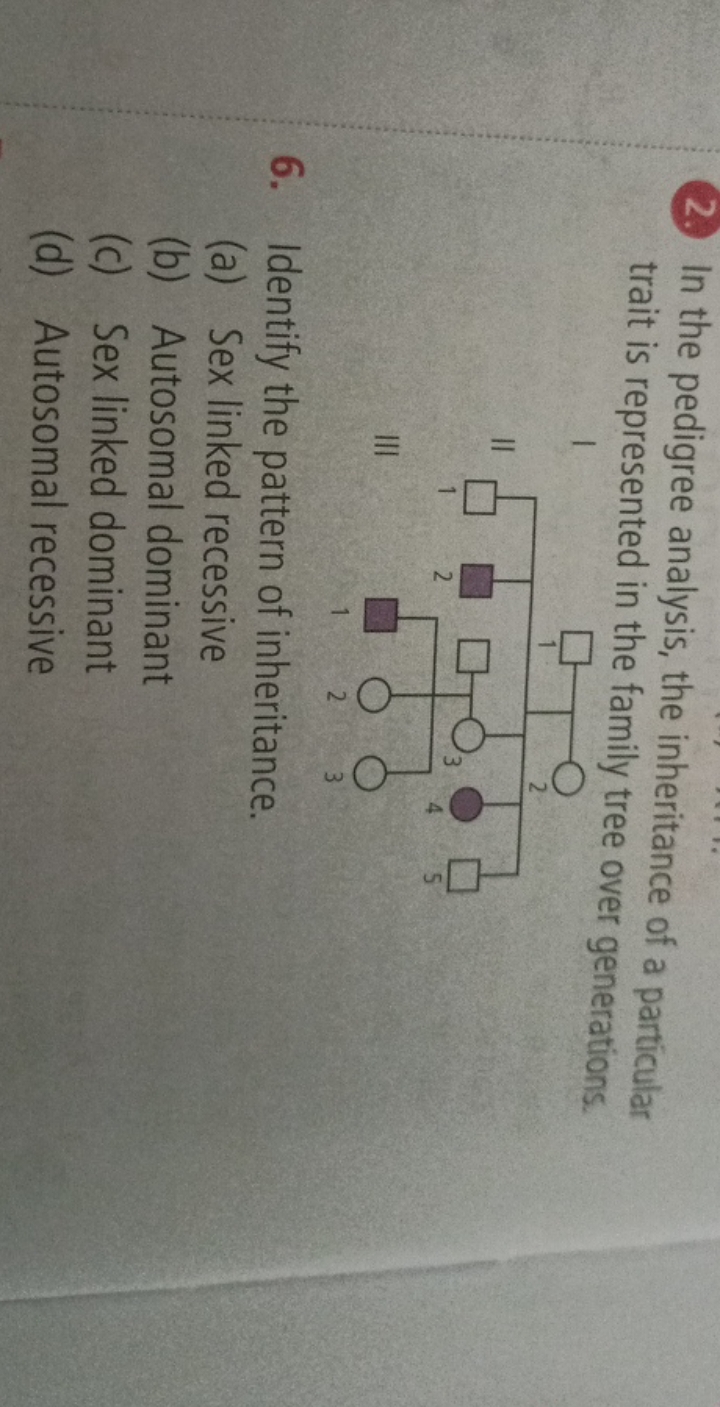 In the pedigree analysis, the inheritance of a particular trait is rep