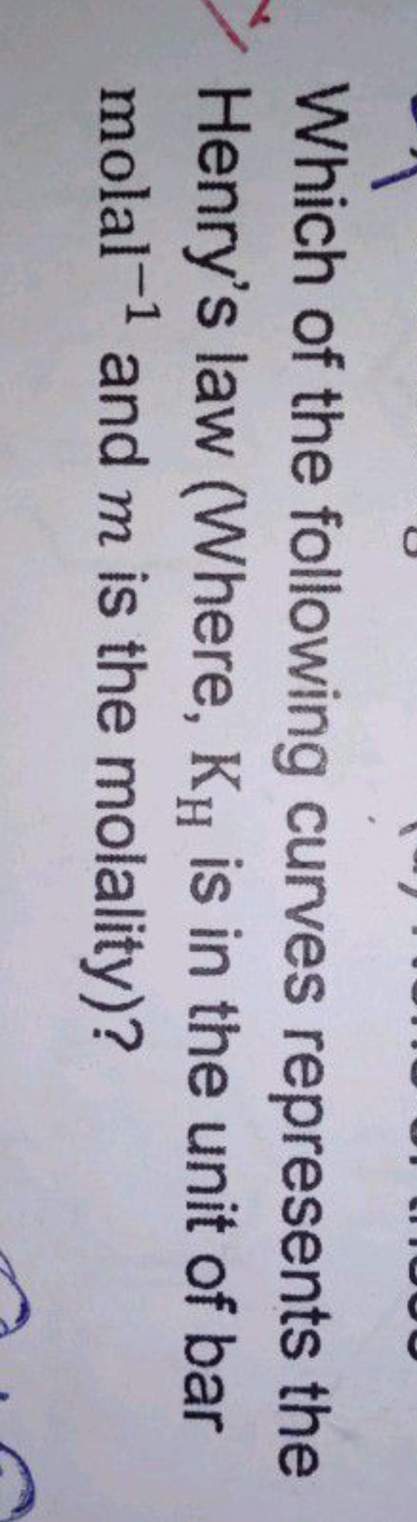 Which of the following curves represents the Henry's law (Where, KH​ i