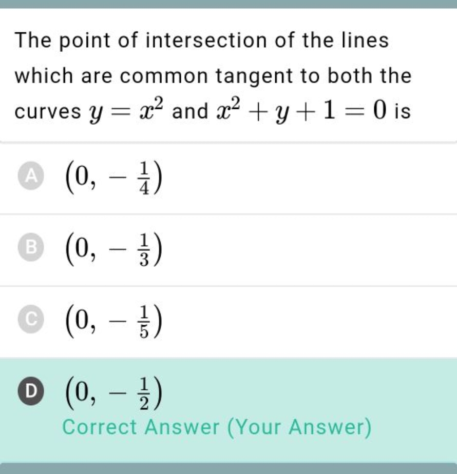 The point of intersection of the lines which are common tangent to bot