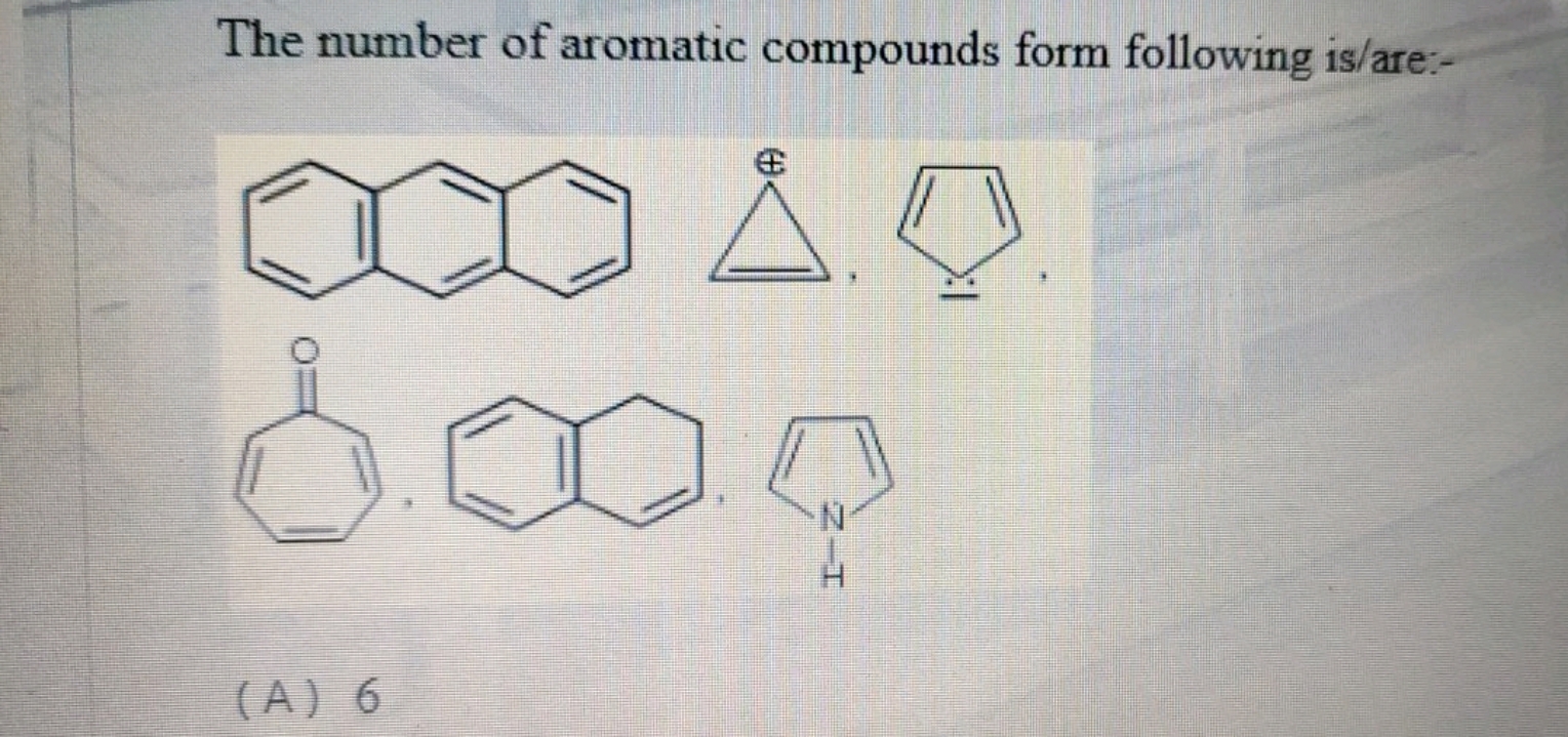 The number of aromatic compounds form following is/are:-
c1ccc2cc3cccc