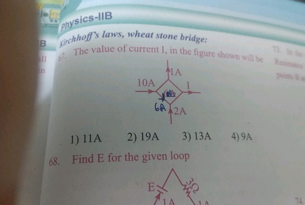 physics-IIB B Rirch hoff's laws, wheat stone bridge: (1) 67. The value