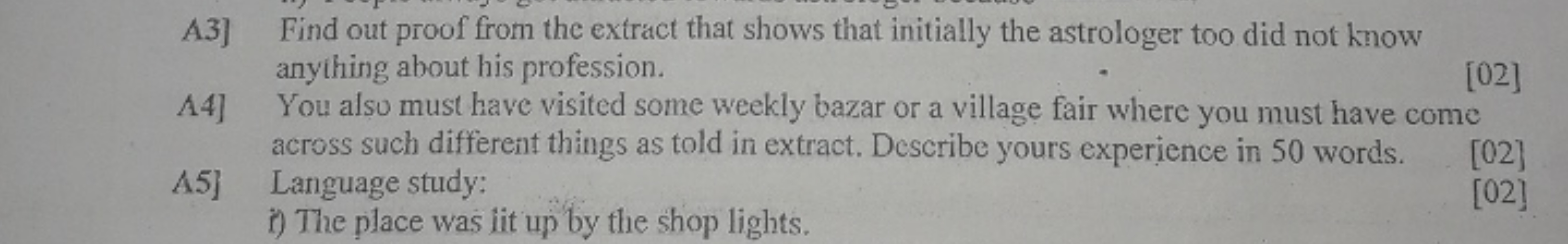 A3] Find out proof from the extract that shows that initially the astr