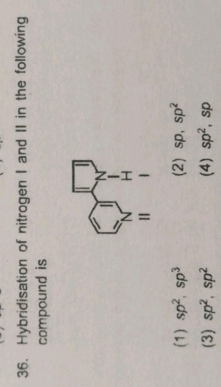 Hybridisation of nitrogen I and II in the following compound is 