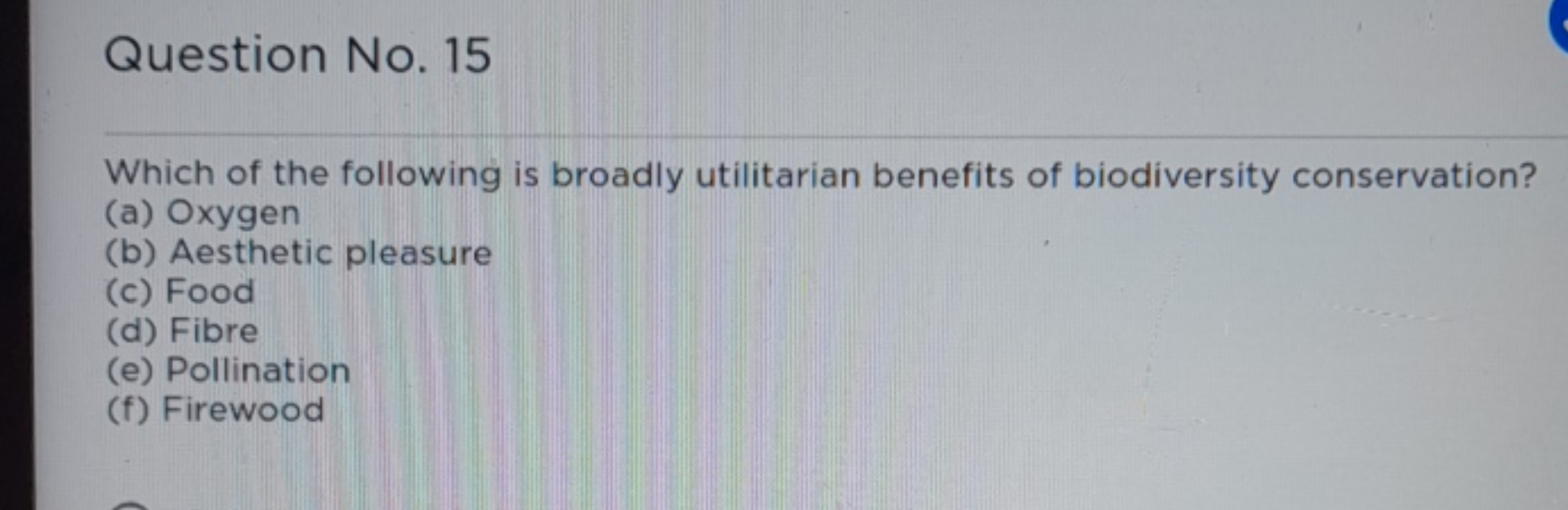 Question No. 15 Which of the following is broadly utilitarian benefits