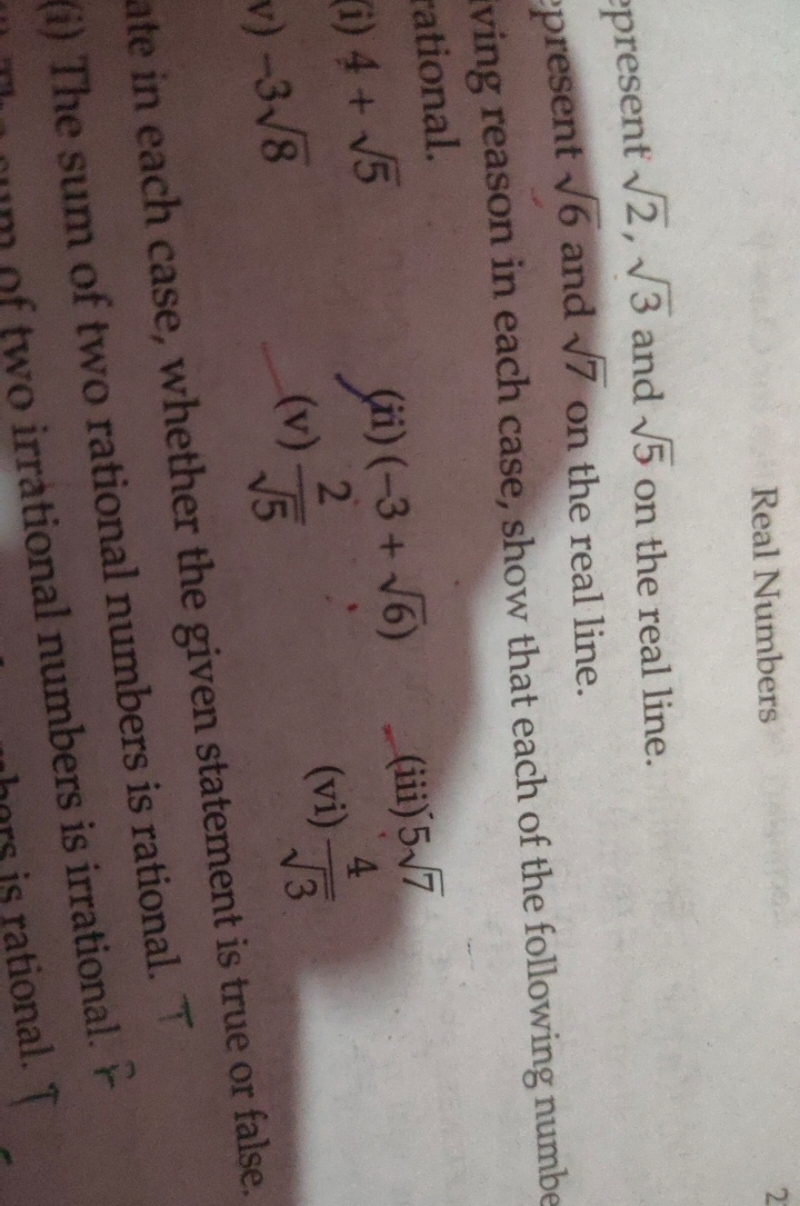 Real Numbers
epresent 2​,3​ and 5​ on the real line.
present 6​ and 7​