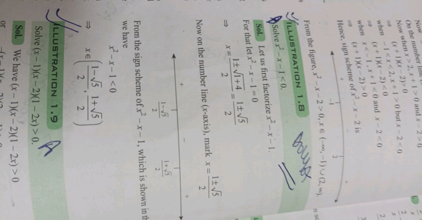 on the number li
Now when x>2,x+1>0 and x−2>0
⇒(x+1)(x−2)>0
when −10 b