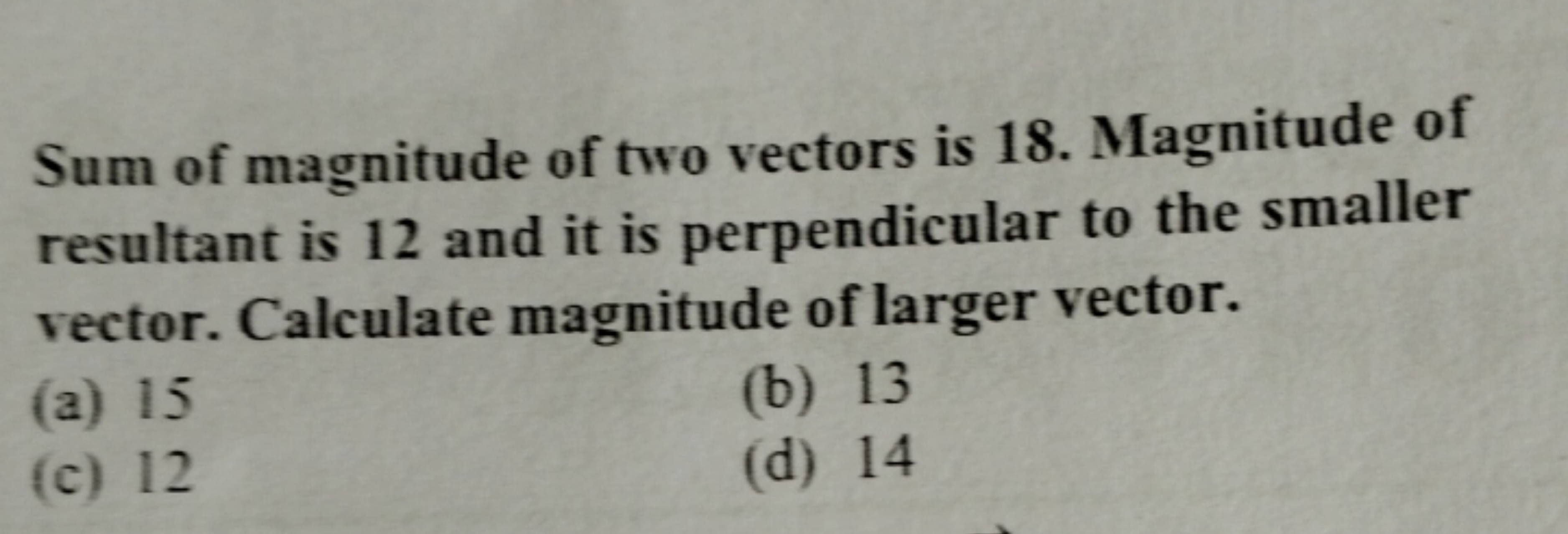 Sum of magnitude of two vectors is 18 . Magnitude of resultant is 12 a