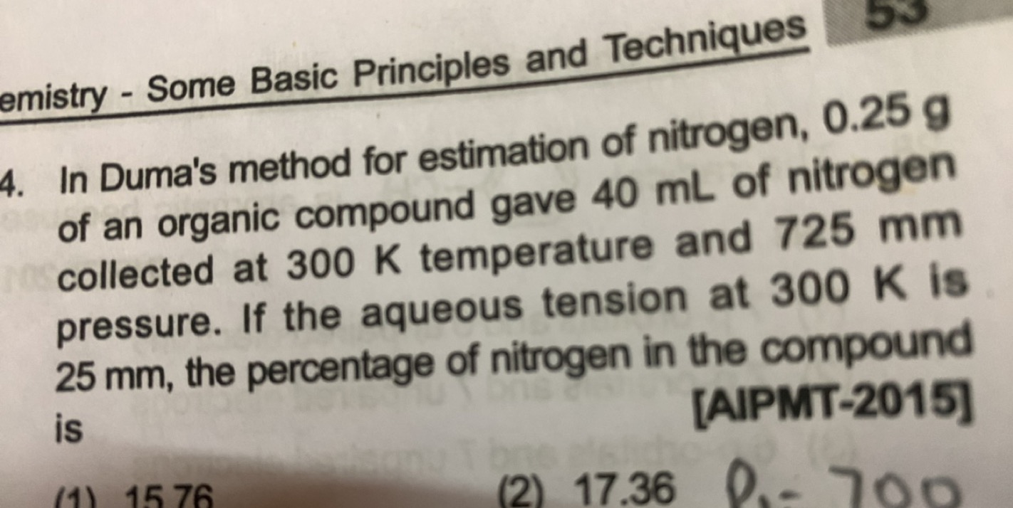 collected at 300 K temperature and 725mitrogen of an organic compound 