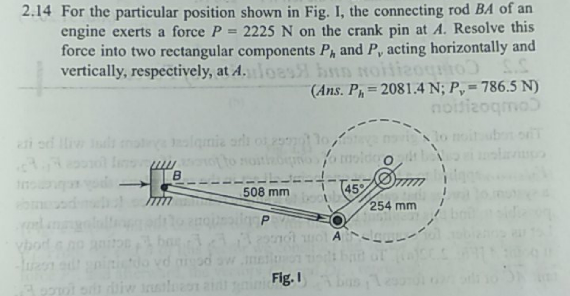 2.14 For the particular position shown in Fig. I, the connecting rod B