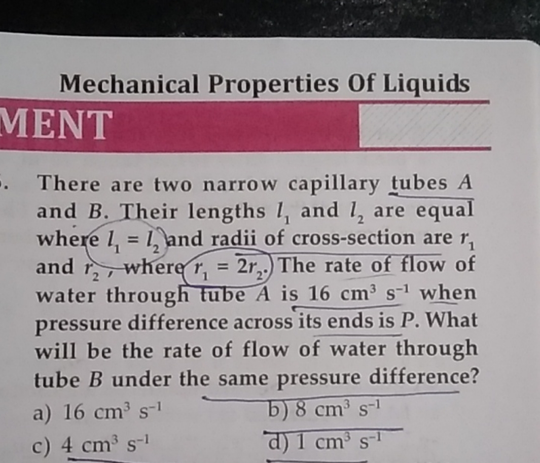 Mechanical Properties Of Liquids MENT There are two narrow capillary t