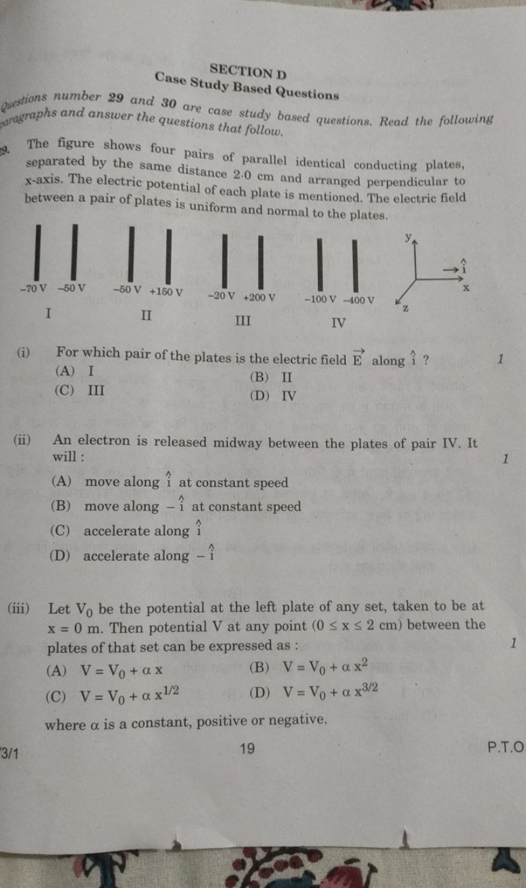  Let V0​ be the potential at the left plate of any set, taken to be at