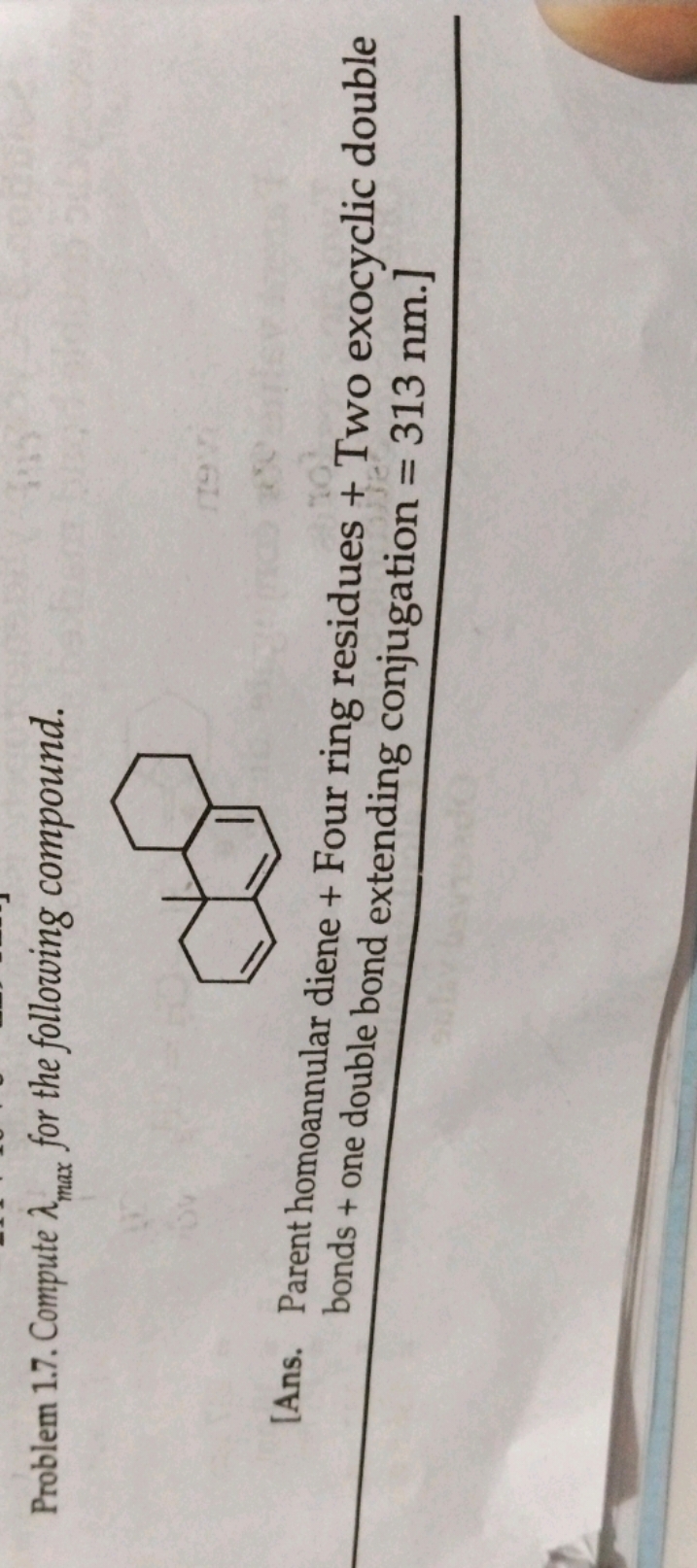 Problem 1.7. Compute λmax​ for the following compound.
CC12CCC=CC1=CC=