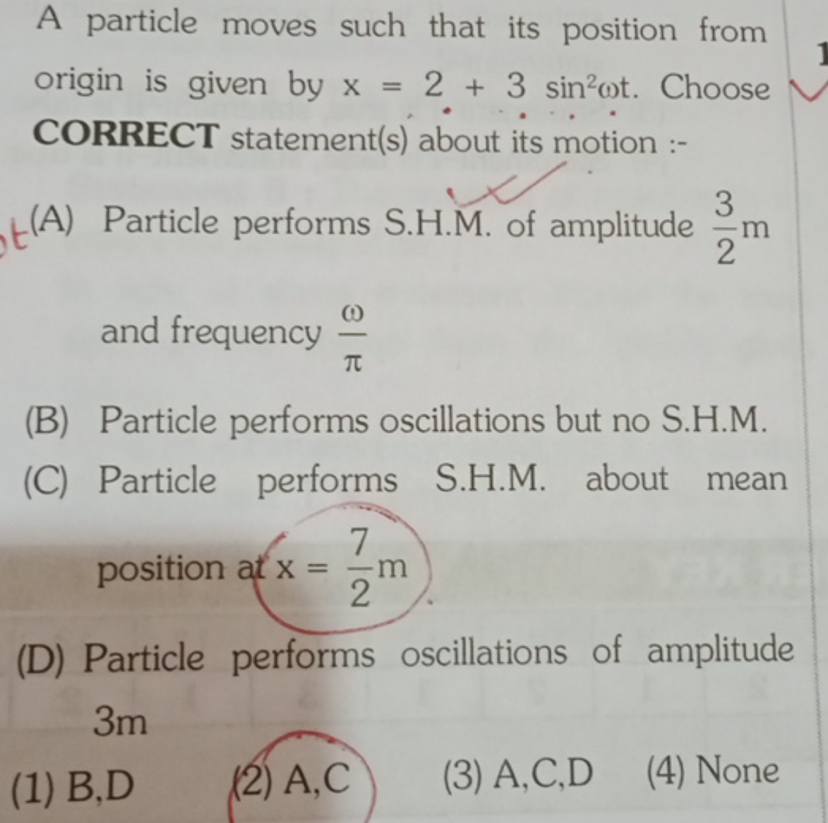 A particle moves such that its position from origin is given by x=2+3s