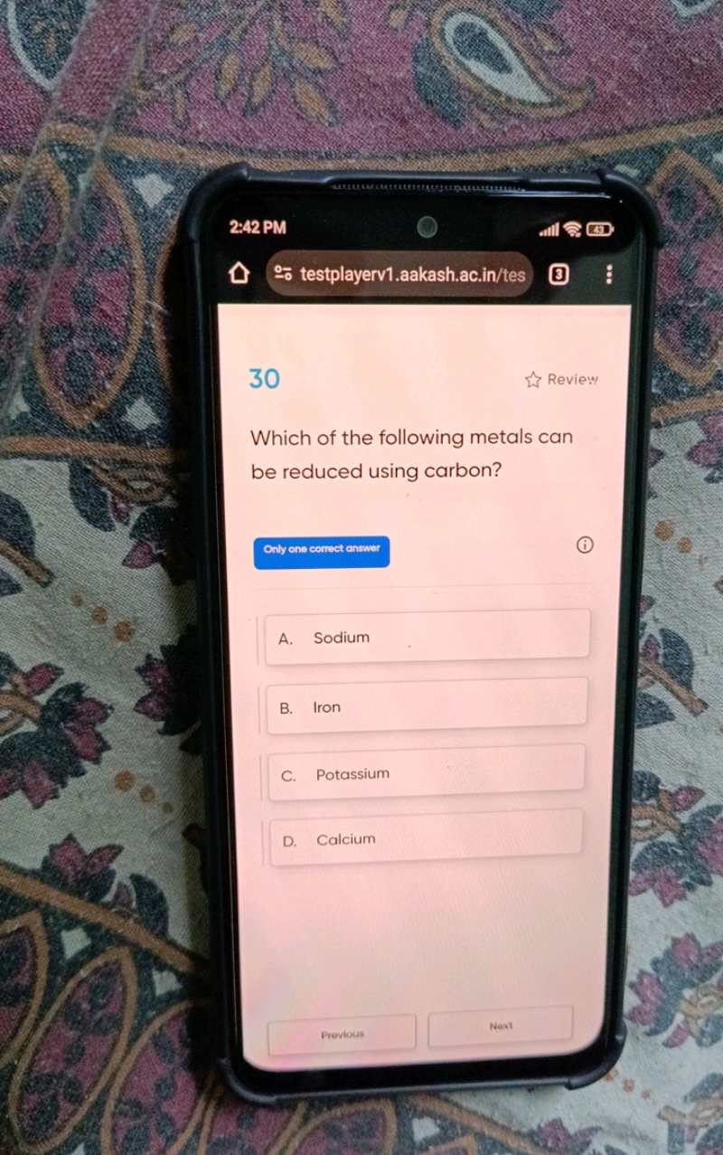2:42 PM ∵ testplayerv1.aakash.ac.in/tes 30 Review Which of the followi
