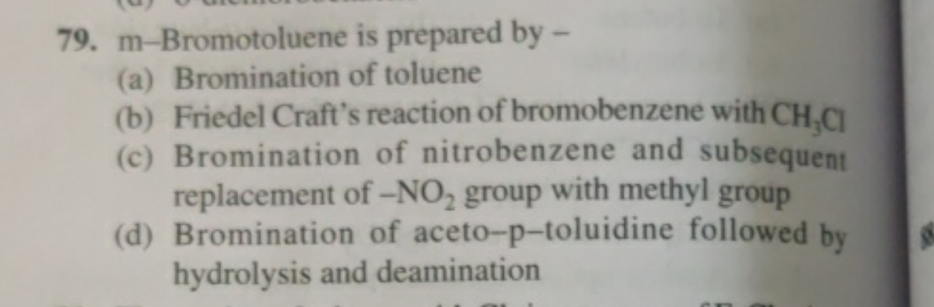 m-Bromotoluene is prepared by -