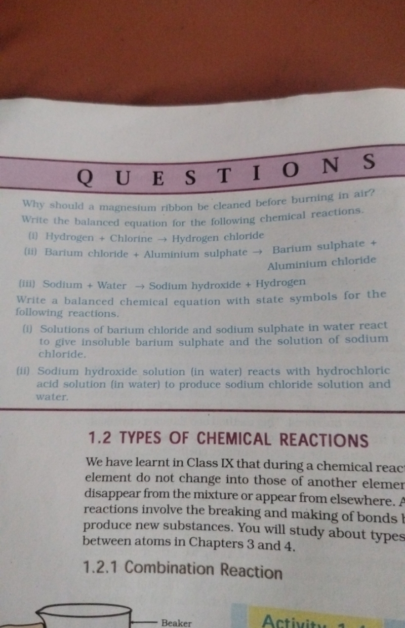 Why should a magnesium ribbon be cleaned before burning in air? Write 