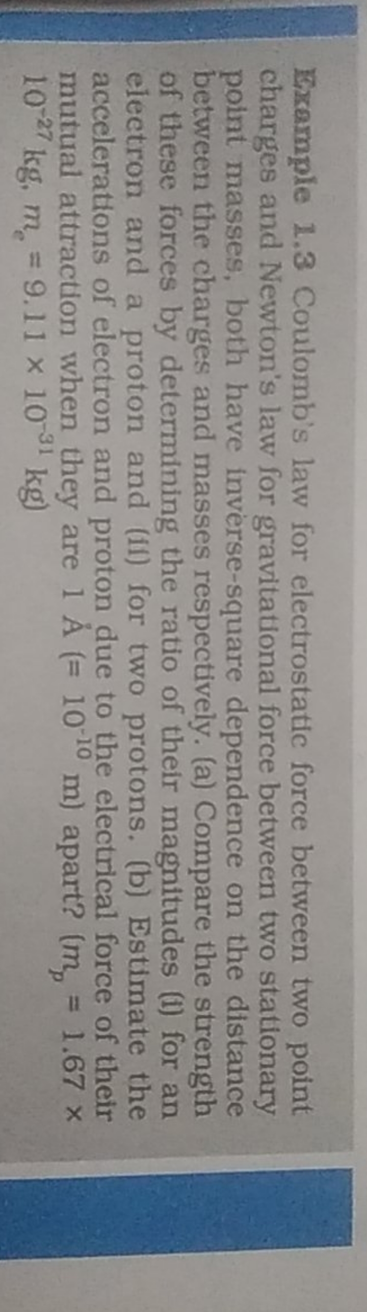 Bxample 1.3 Coulomb's law for electrostatic force between two point ch