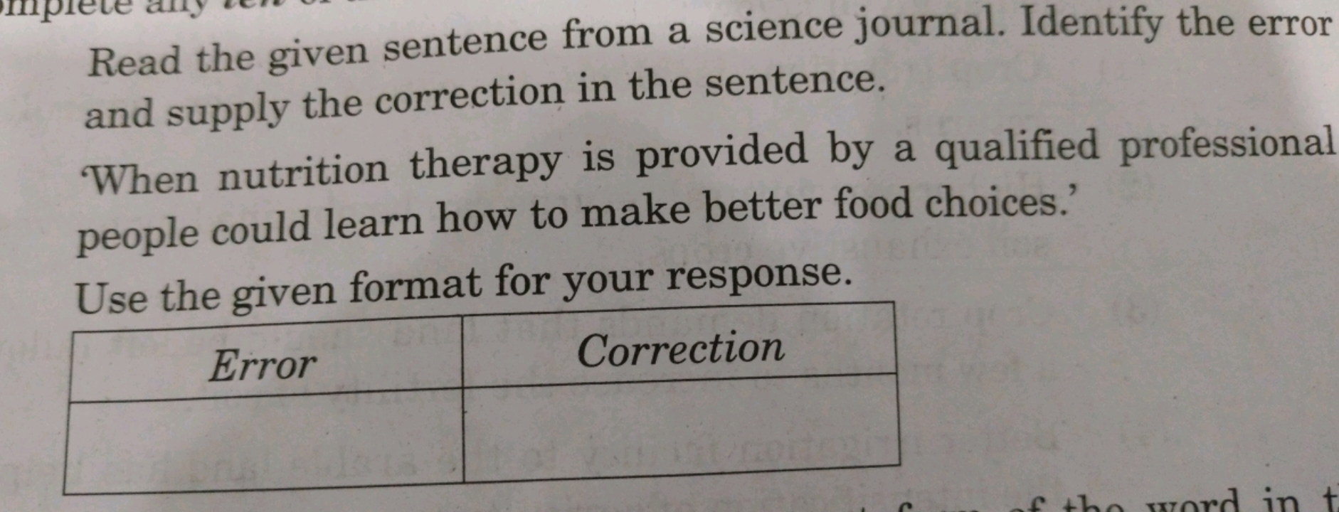 Read the given sentence from a science journal. Identify the error and