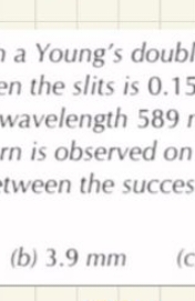 Young's doubl en the slits is 0.15 wavelength 589 r rn is observed on 