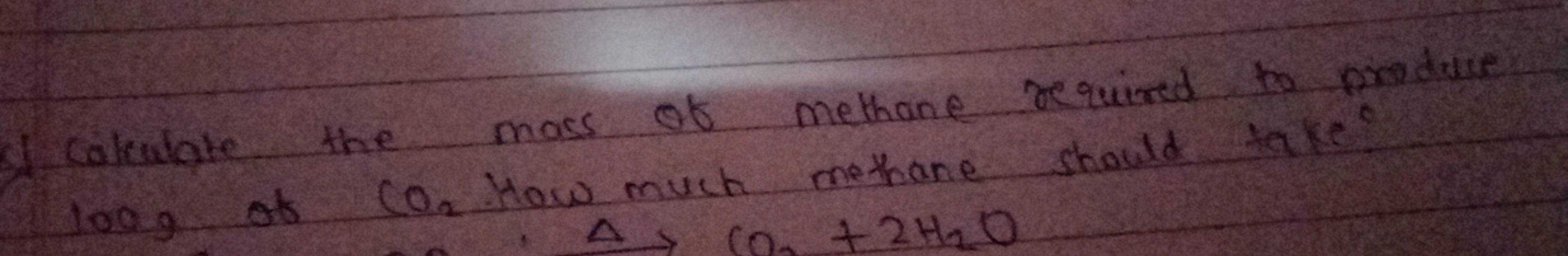 Calculate the mass of methane required to prod rue 1009 of CO2​ How mu