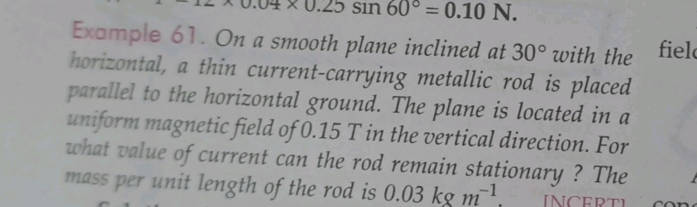 Example 61. On a smooth plane inclined at 30∘ with the horizontal, a t