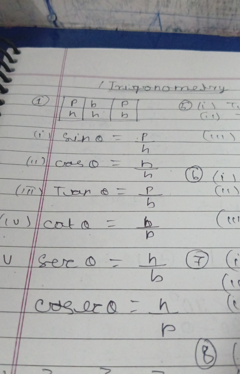 (1) \left.||pbhhpb \right\rvert\,
(5)
(ii) sinθ=hp​
(ii) cosθ=hh​
(ii)