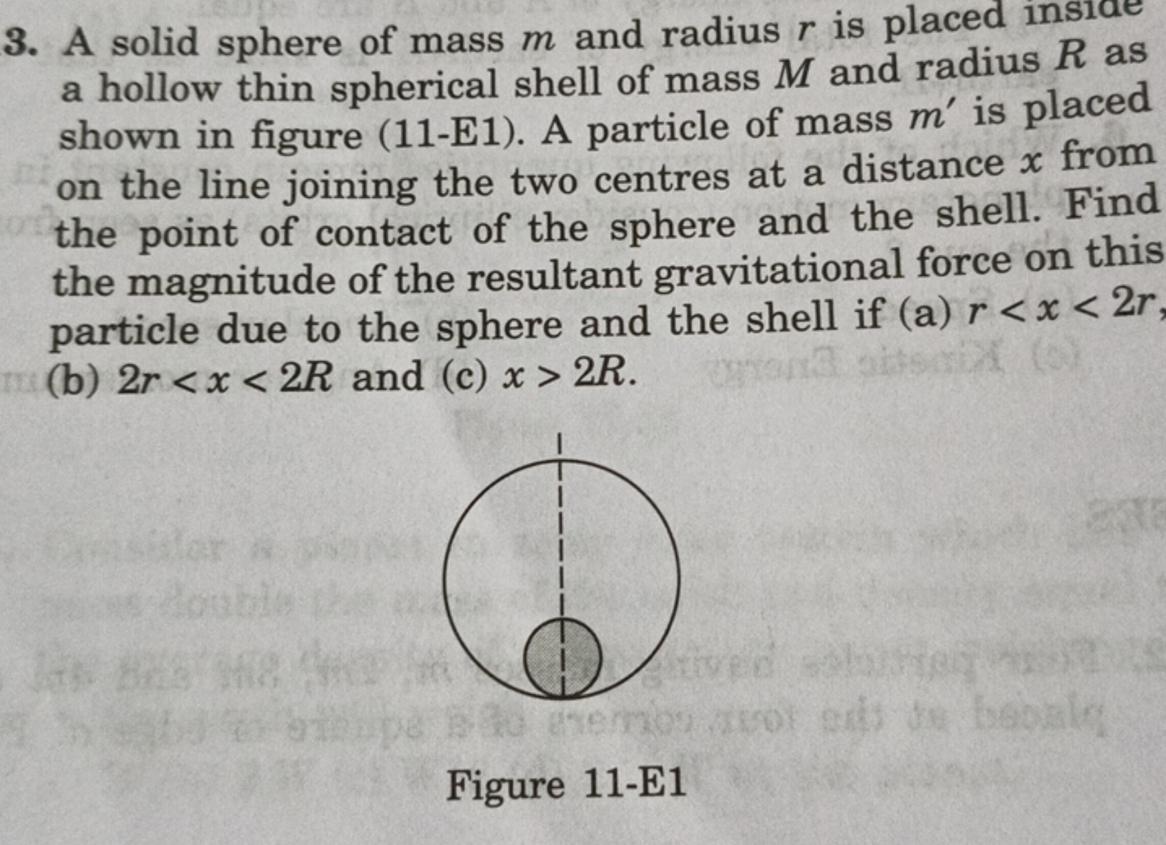 3. A solid sphere of mass m and radius r is placed inside a hollow thi