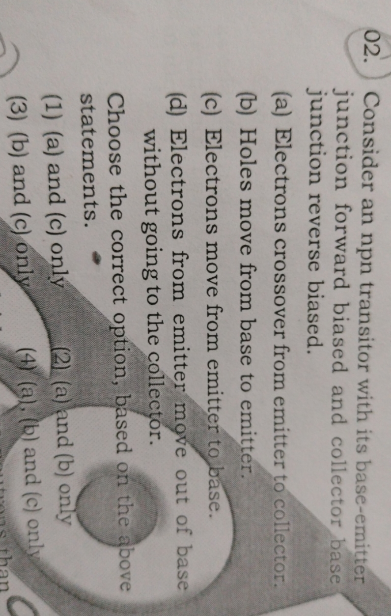 Consider an npn transitor with its base-emitter junction forward biase