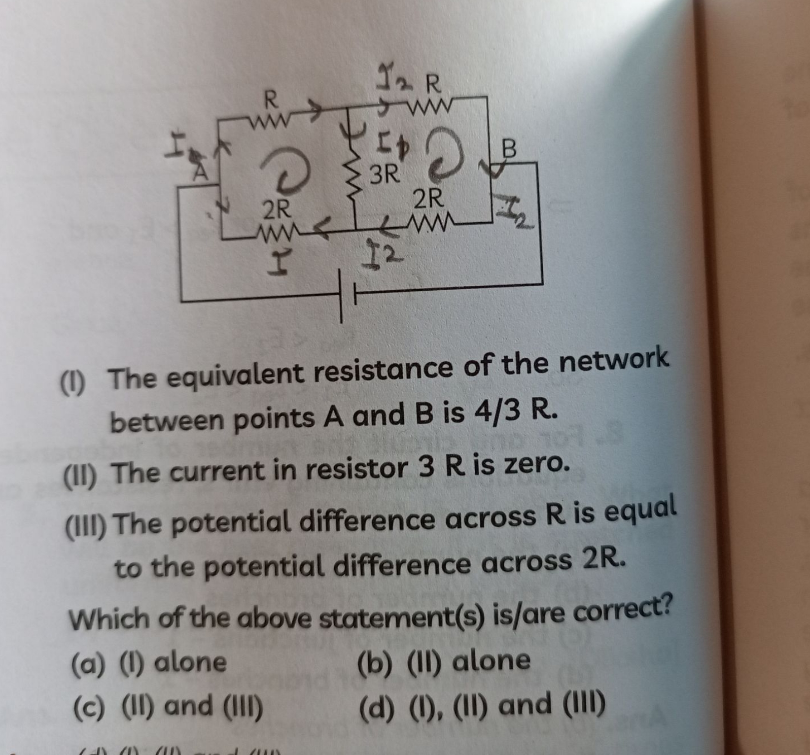  The equivalent resistance of the network between points A and B is 4/