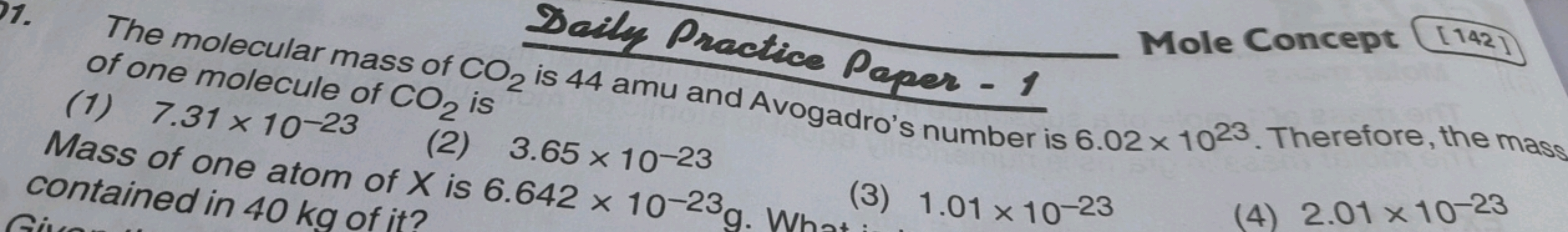 Daily Practice Mole Concept [1442]]
The molecular m of C0 Daily Practi