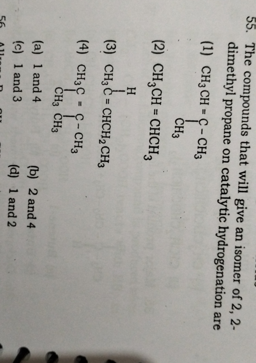 The compounds that will give an isomer of 2,2 dimethyl propane on cata