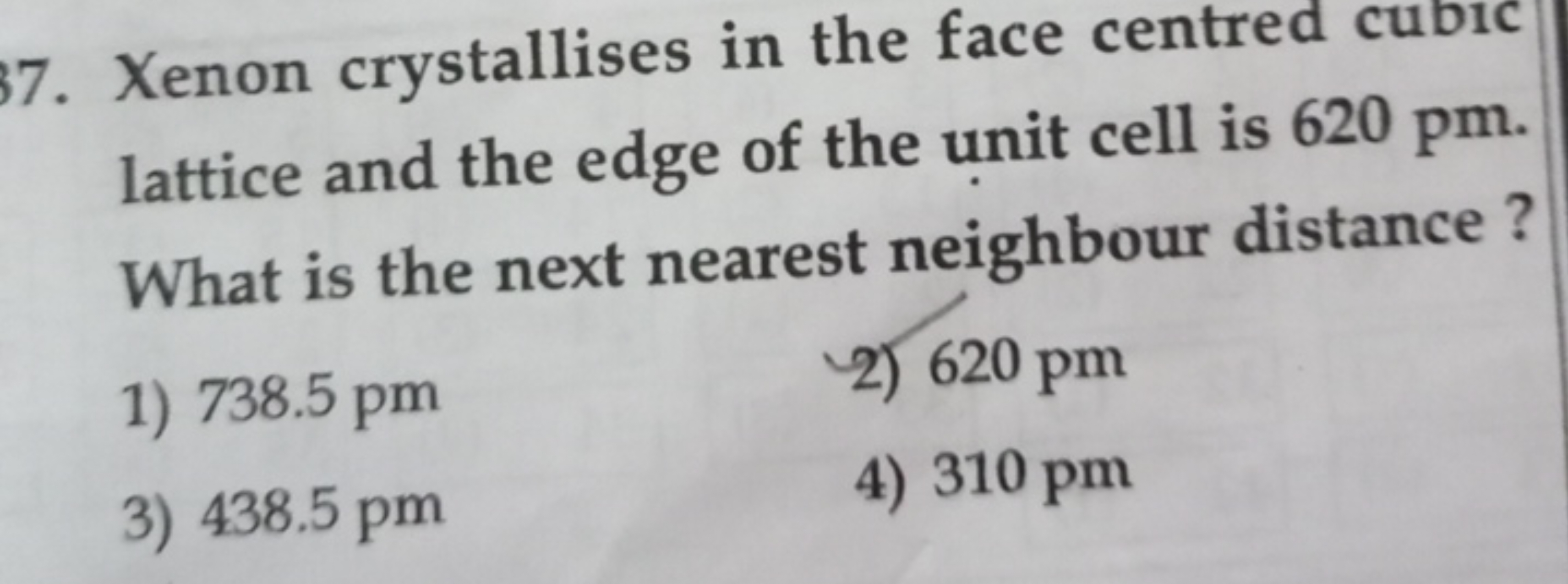 Xenon crystallises in the face centred cubic lattice and the edge of t