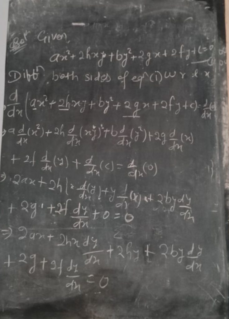 Got Given
ax2+2hxy+by2+2gx+2fy+c=0
(1) it fo both sides of eq (i) wo l