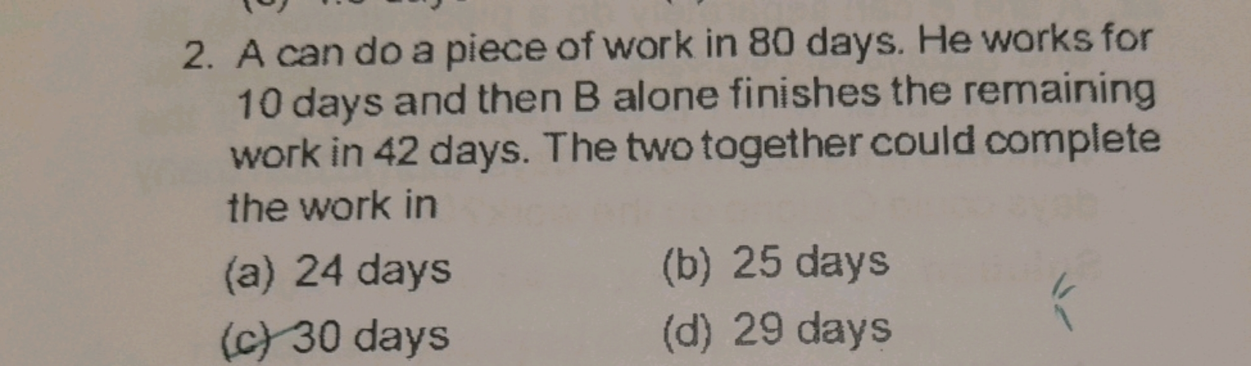 A can do a piece of work in 80 days. He works for 10 days and then B a