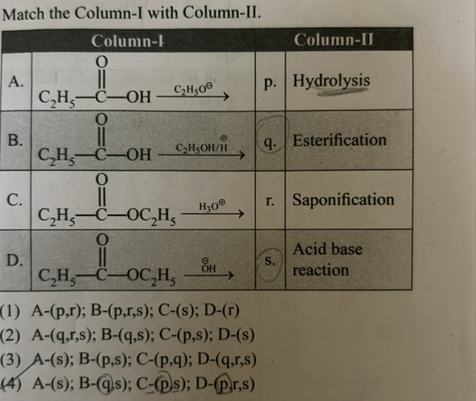 Match the Column-I with Column-II. Column-IColumn-IIA.\begin{tabular}{