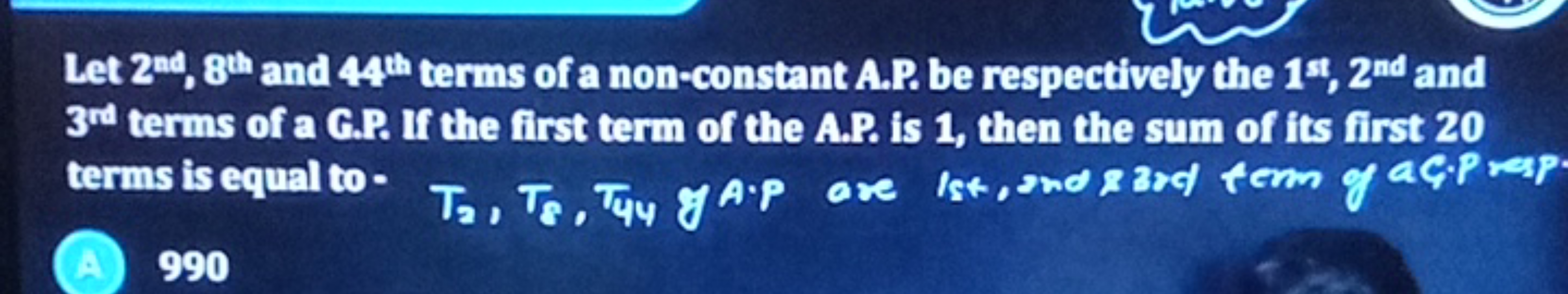 Let 2nd ,8th  and 4mh  terms of a non-constant A.P. be respectively th