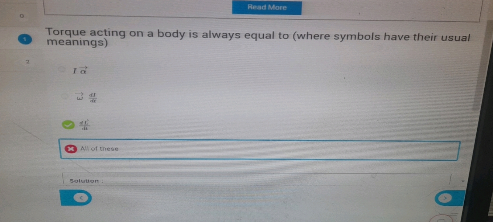 Torque acting on a body is always equal to (where symbols have their u