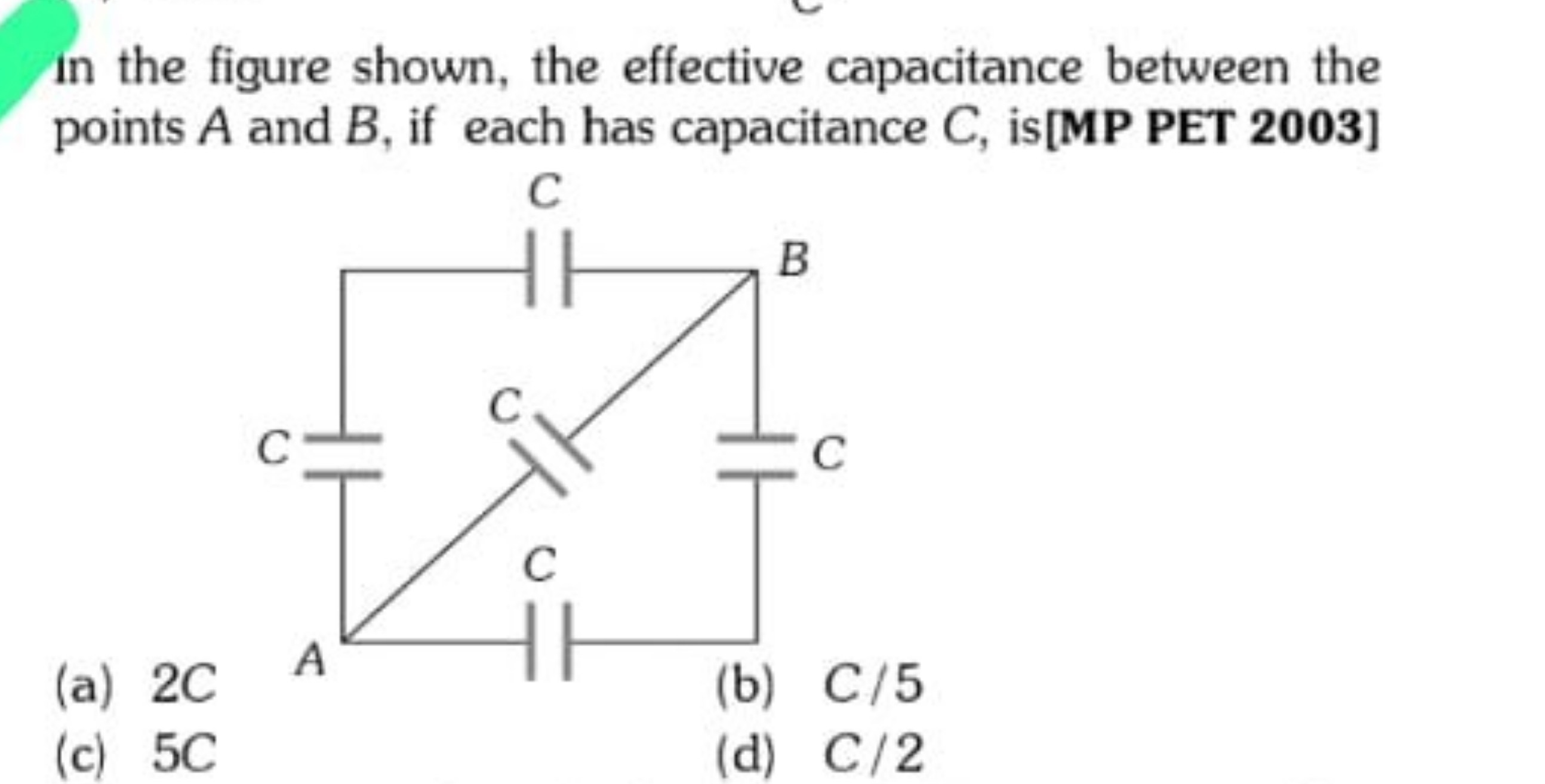 In the figure shown, the effective capacitance between the points A an
