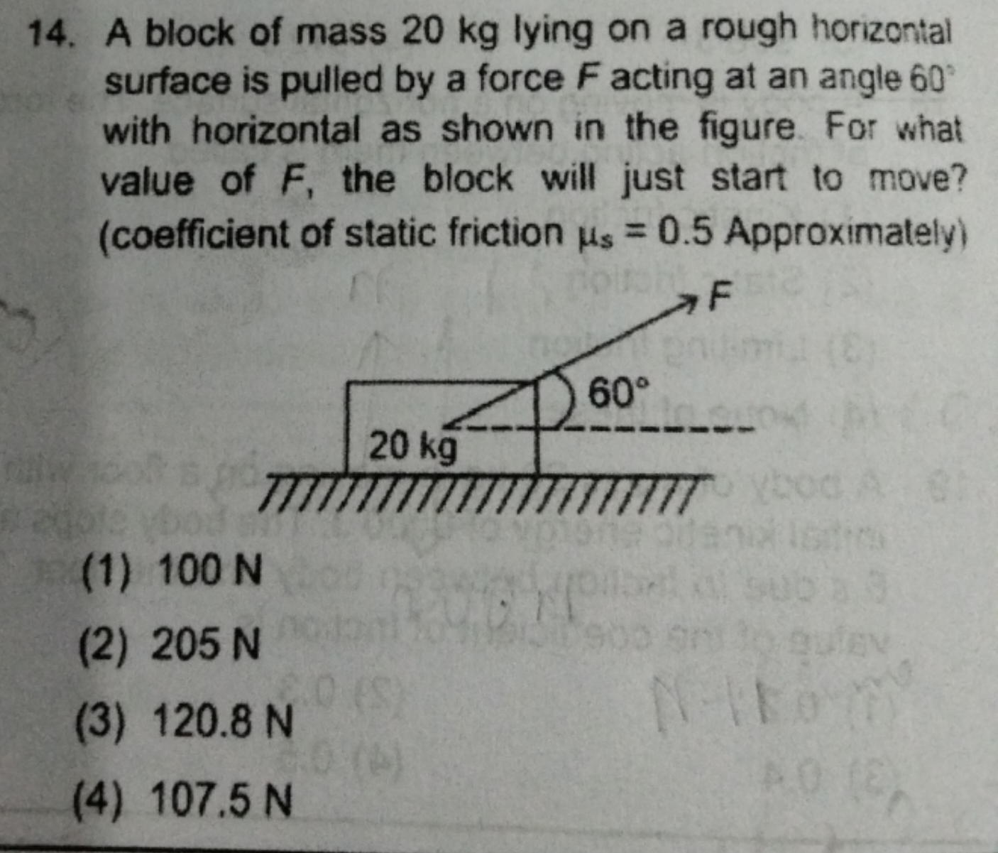 A block of mass 20 kg lying on a rough horizontal surface is pulled by