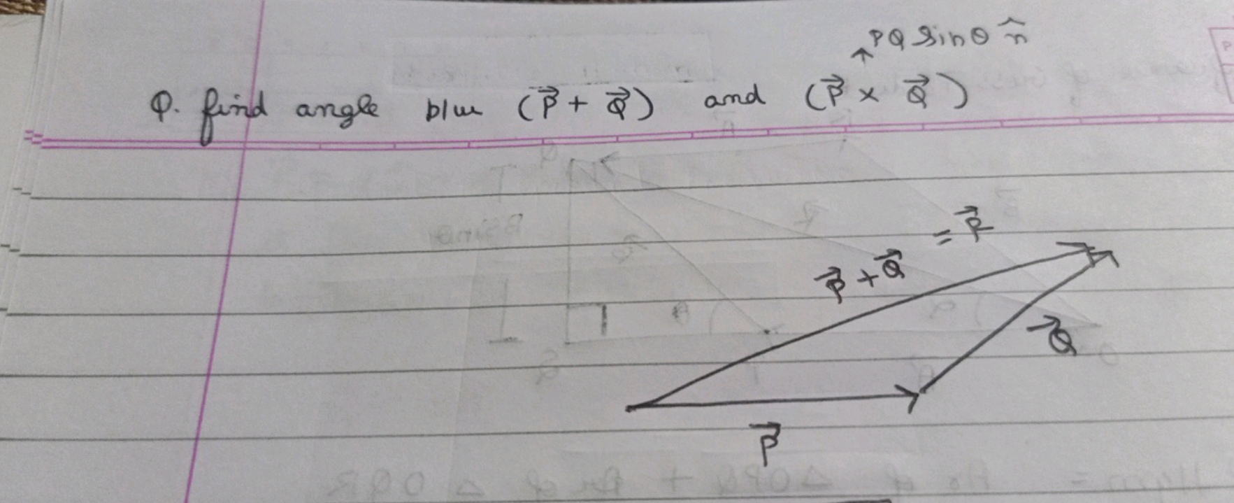 Q. find angle blue (P+Q​) and (P×Q​)
