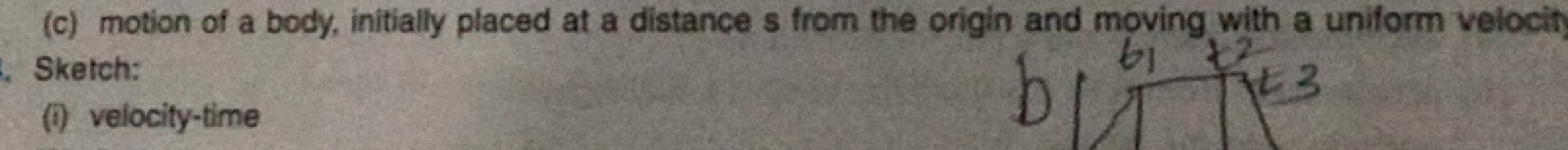 (c) motion of a body, initially placed at a distance s from the origin