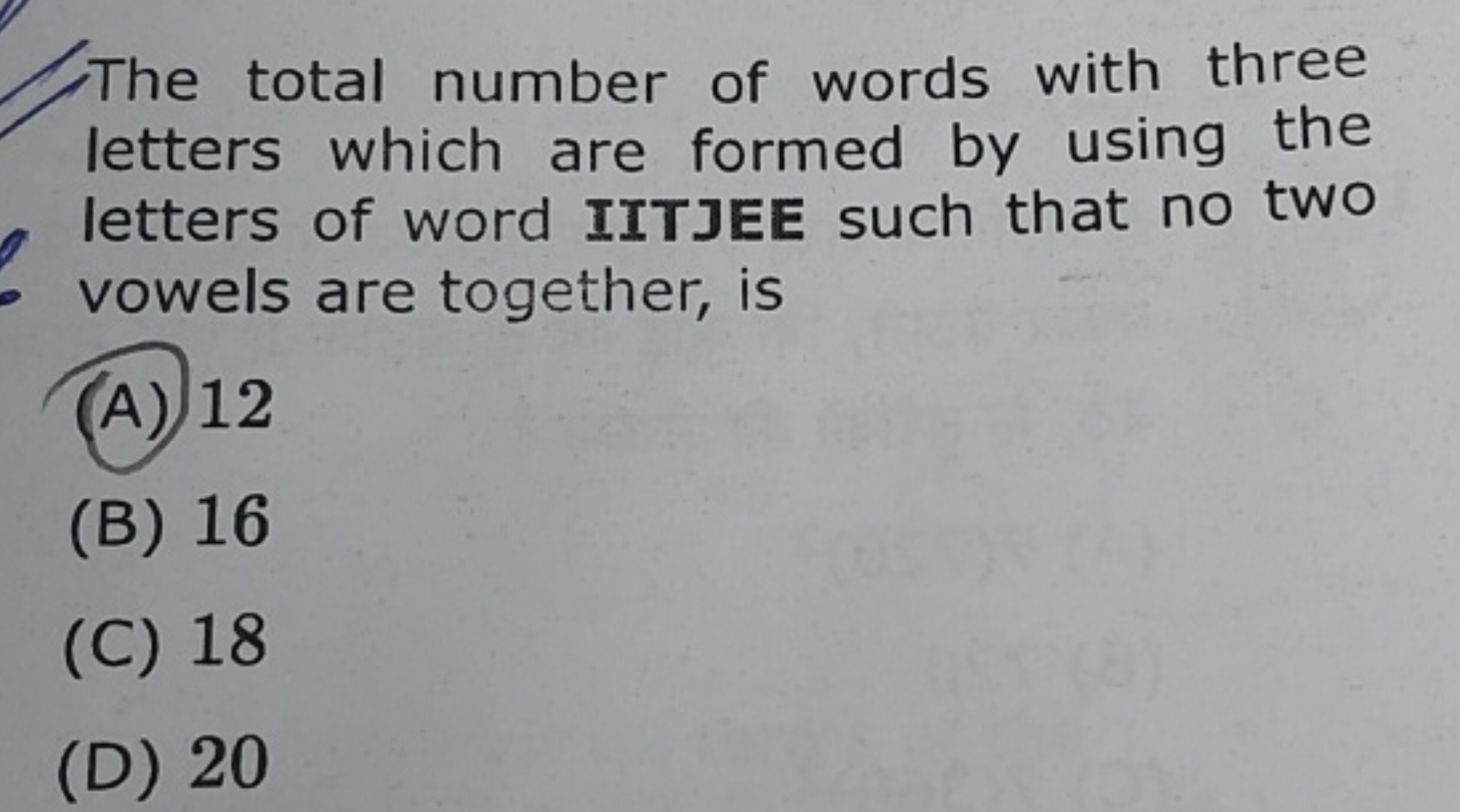 The total number of words with three letters which are formed by using