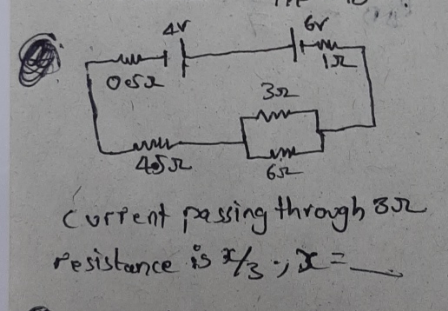 Curient passing through 3π pesistance is x/3;x=
