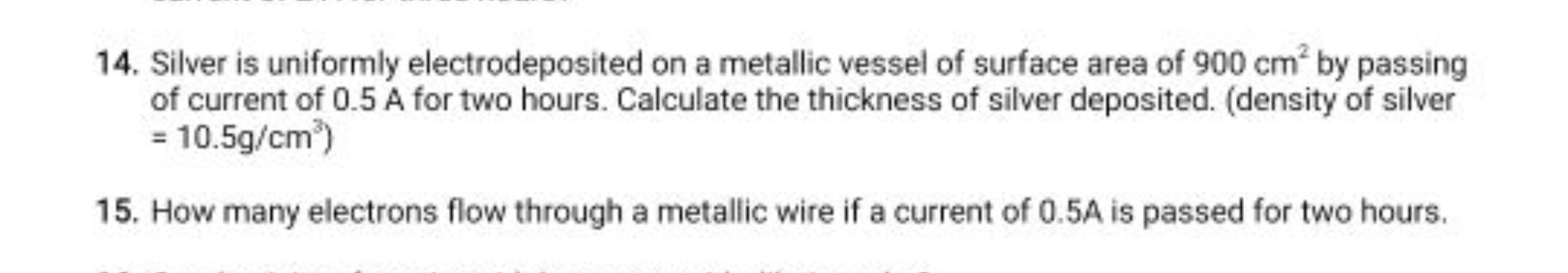 14. Silver is uniformly electrodeposited on a metallic vessel of surfa