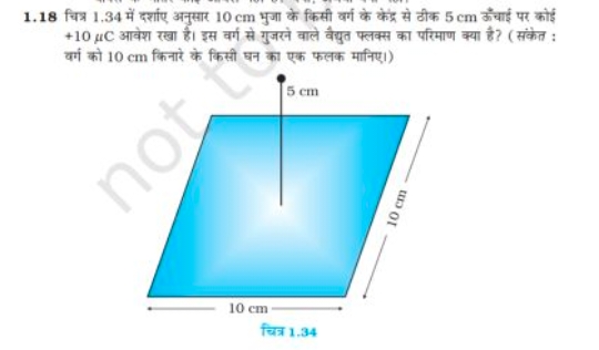 1.18 चित्र 1.34 में दर्शाए अनुसार 10 cm भुजा के किसी वर्ग के केंद्र से