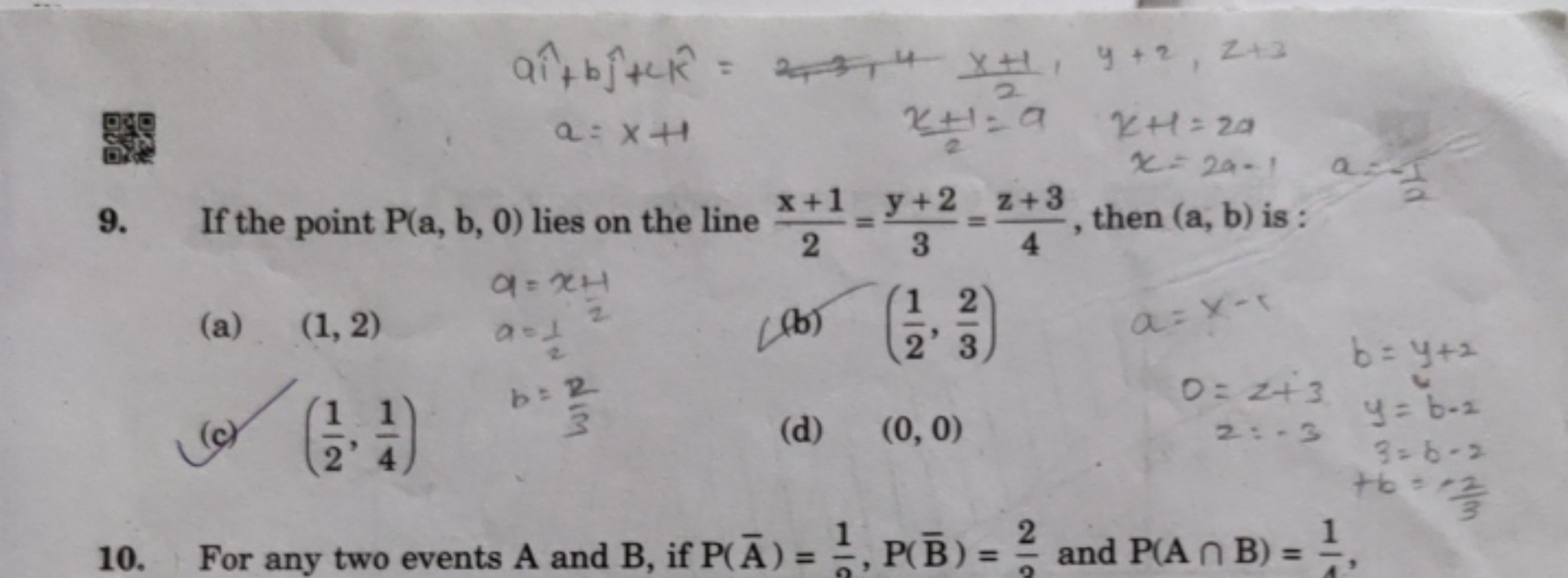 ai^+bj^​+ck^=2,3,42x+1​,y+2,z+3a=x+12x+1​=ax+1=2ax=2a−1​
9. If the poi