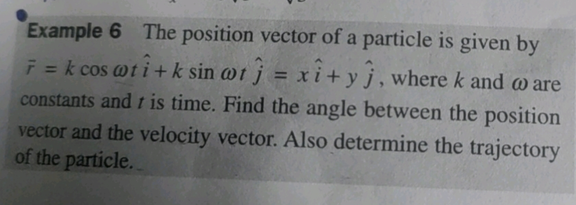 Example 6 The position vector of a particle is given by r=kcosωti^+ksi