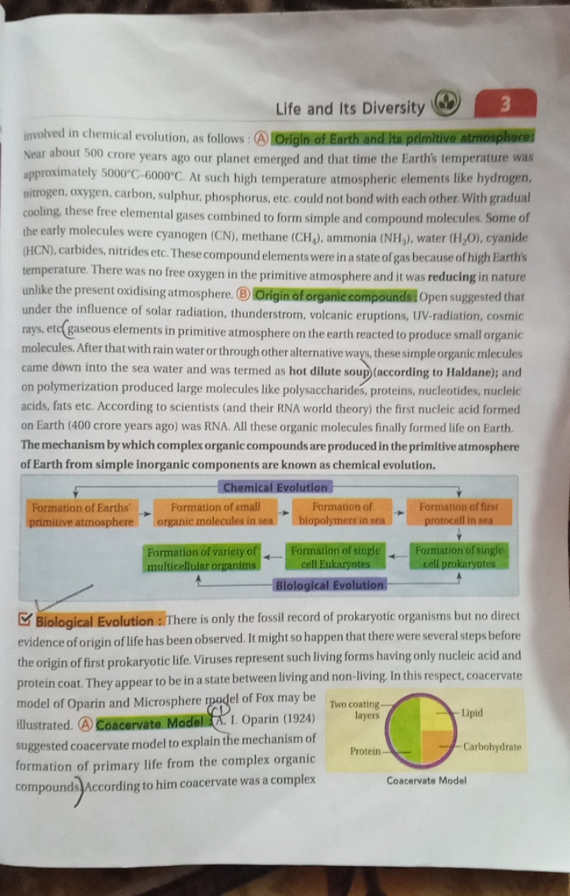 Life and Its Diversity
involved in chemical evolution, as follows: (A)